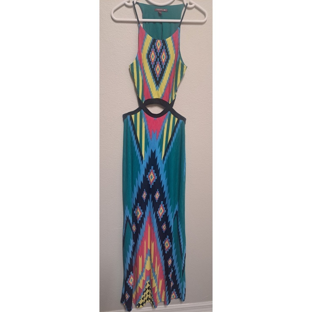Grevergate Maxi Dress Size Small Boho Aztec Cutout Sleeveless Colorful